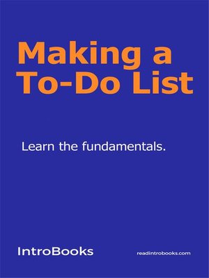 cover image of Making a To-Do List